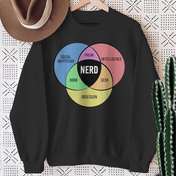 Nerd Geek Freak Dork Intelligence Obsession Saying Sweatshirt Gifts for Old Women