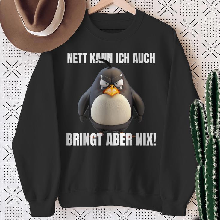 Nett Kann Ich Auch Bringt Aber Nix Penguin Montag Sweatshirt Geschenke für alte Frauen