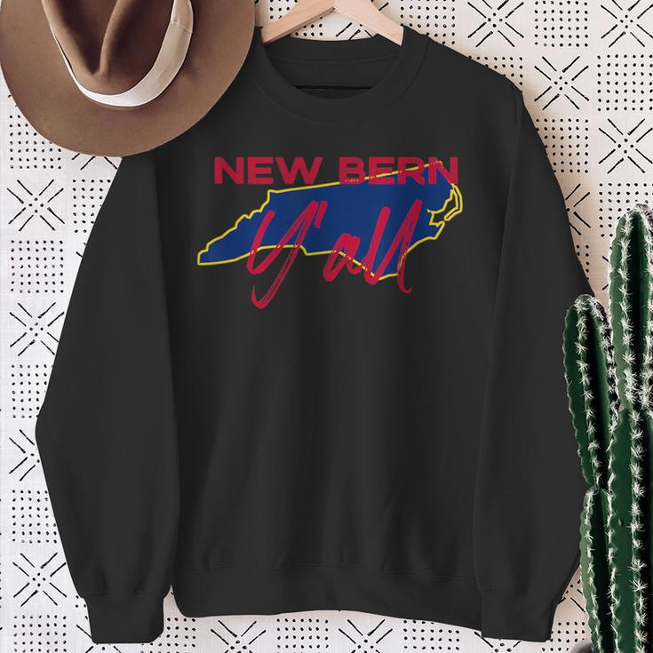 New Bern North Carolina Y'all Nc Pride State Map Cute Sweatshirt Gifts for Old Women