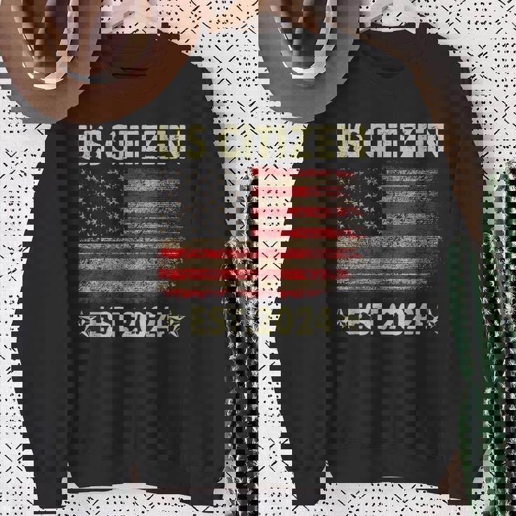 New Us Citizen Est 2024 American Immigrant Citizenship Sweatshirt Gifts for Old Women
