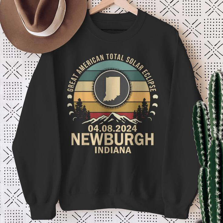 Newburgh Indiana Total Solar Eclipse 2024 Sweatshirt Gifts for Old Women