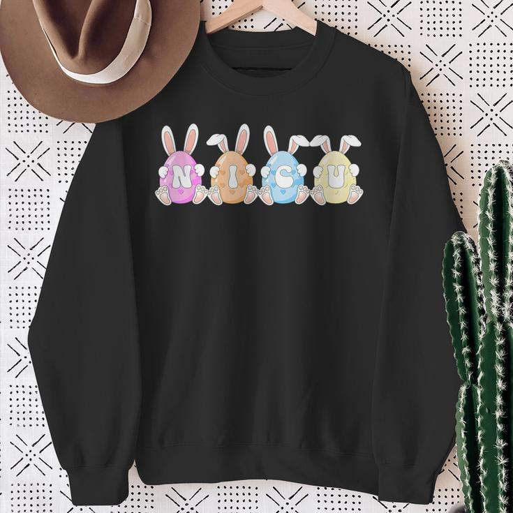 Nicu Egg Bunny Easter Eggs Happy Easter Day Nicu Nurse Sweatshirt Gifts for Old Women