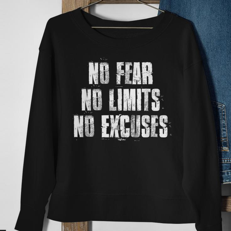 No Fear No Limits No Excuses Motivational Gym Fitness Sweatshirt Gifts for Old Women