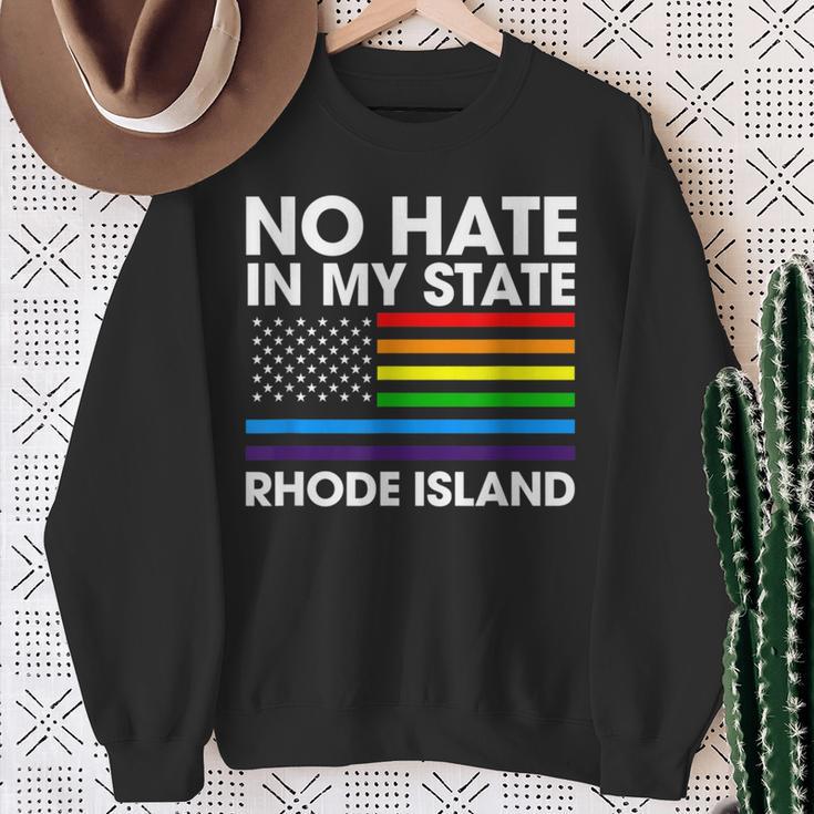 No Hate In My State Lgbt Rhode Island Pride Ri Gay Lesbian Sweatshirt Gifts for Old Women