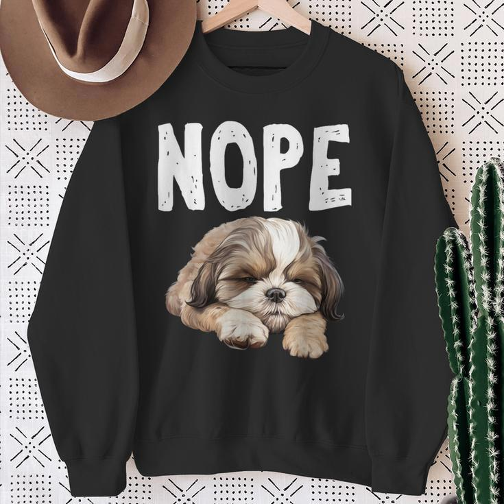 Nope Lazy Dog Shih Tzu Sweatshirt Gifts for Old Women