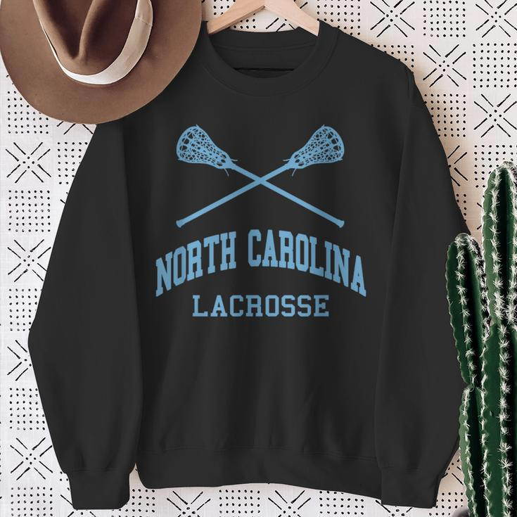 North Carolina Lacrosse Vintage Nc Lax Weathered Sweatshirt Gifts for Old Women