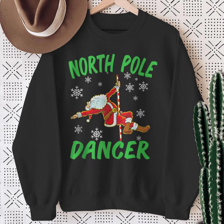 North Pole Dance Santa Claus Pole Dancer Christmas Sweatshirt Gifts for Old Women