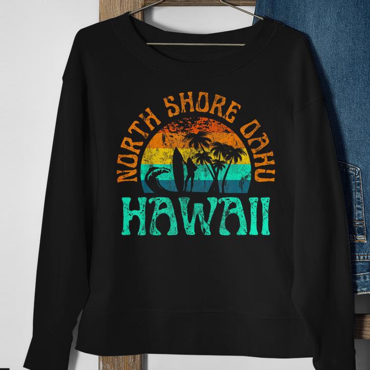 North Shore Oahu Hawaii Surf Beach Surfer Waves Girls Sweatshirt Gifts for Old Women