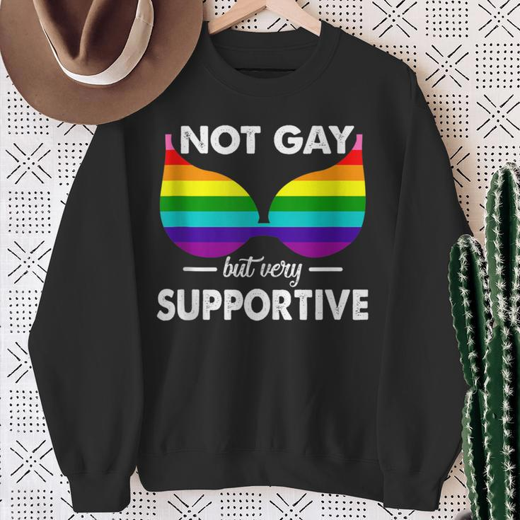 Not Gay But Very Supportive Lgbt Straight Bra Meme Sweatshirt Gifts for Old Women