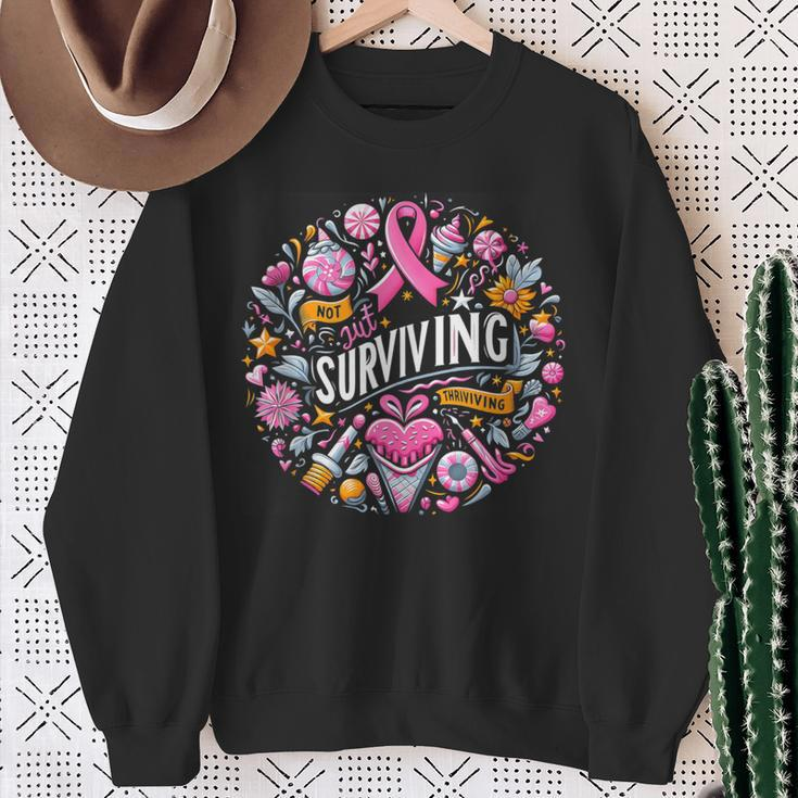 Not Just Surviving Thriving Cancer Graphic Sweatshirt Gifts for Old Women