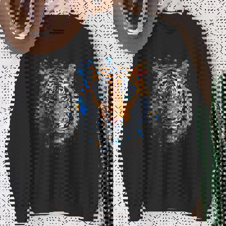 Obra De Arte De Tigre Colorido Animal Arte Tigre Camisa de entrenamiento Regalos para ancianas