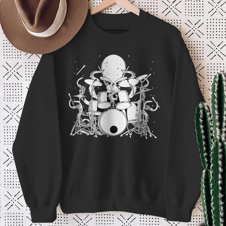 Octopus Playing Drums Drummer Musician Band Sweatshirt Gifts for Old Women