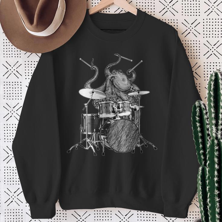 Octopus Playing Drums Drummer Ocean Creature Band Sweatshirt Gifts for Old Women