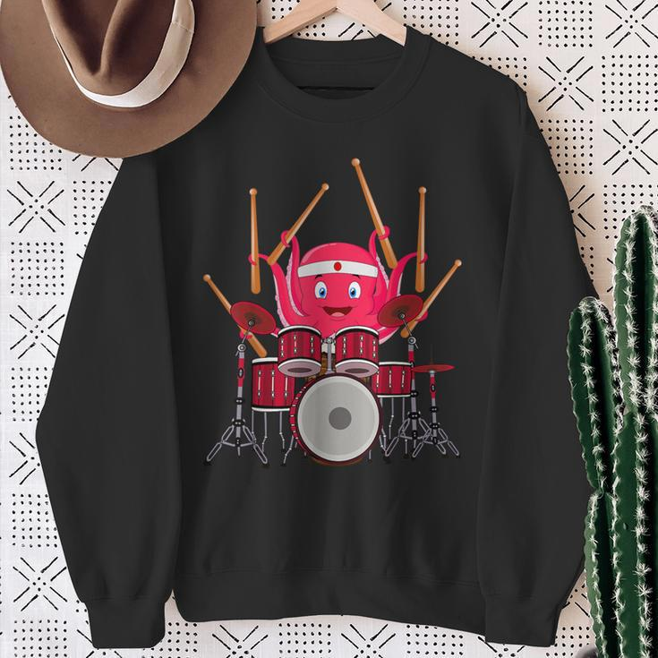 Octopus Playing Drums Music Musician Band Octopus Drummer Sweatshirt Gifts for Old Women