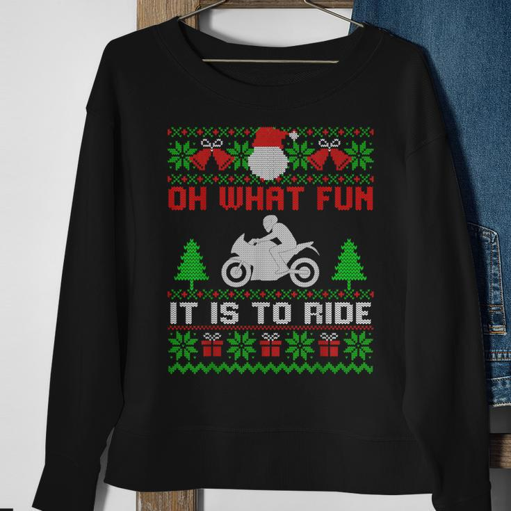 Oh What Fun It Is To Ride Motorcycle Ugly Christmas Sweatshirt Gifts for Old Women