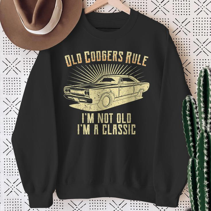 Old Codgers Rule-Classic Muscle Car Garage Sweatshirt Gifts for Old Women