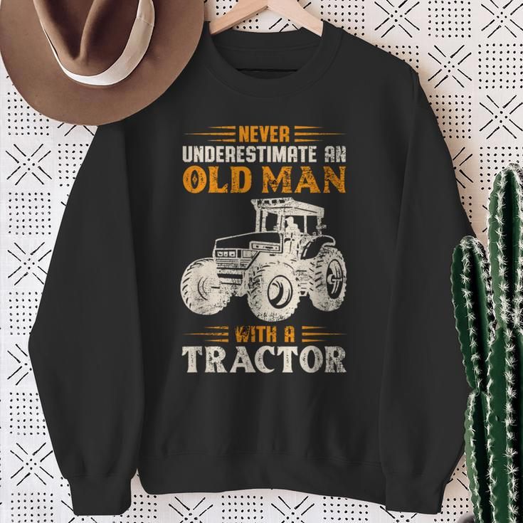 An Old Man With A Tractor Farmer Dad Grandpa Fathers Day Sweatshirt Gifts for Old Women