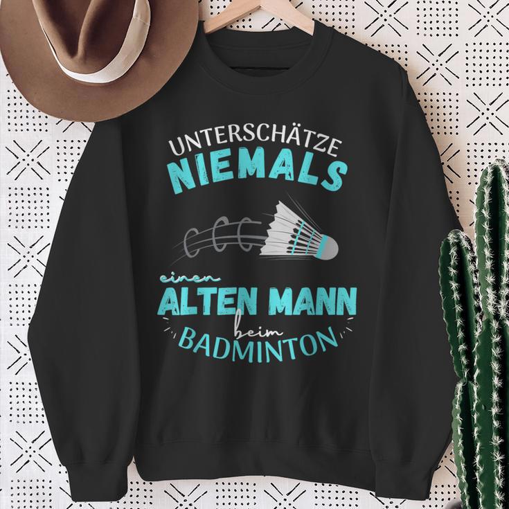 Olter Mann Beim Badminton Player S Sweatshirt Geschenke für alte Frauen