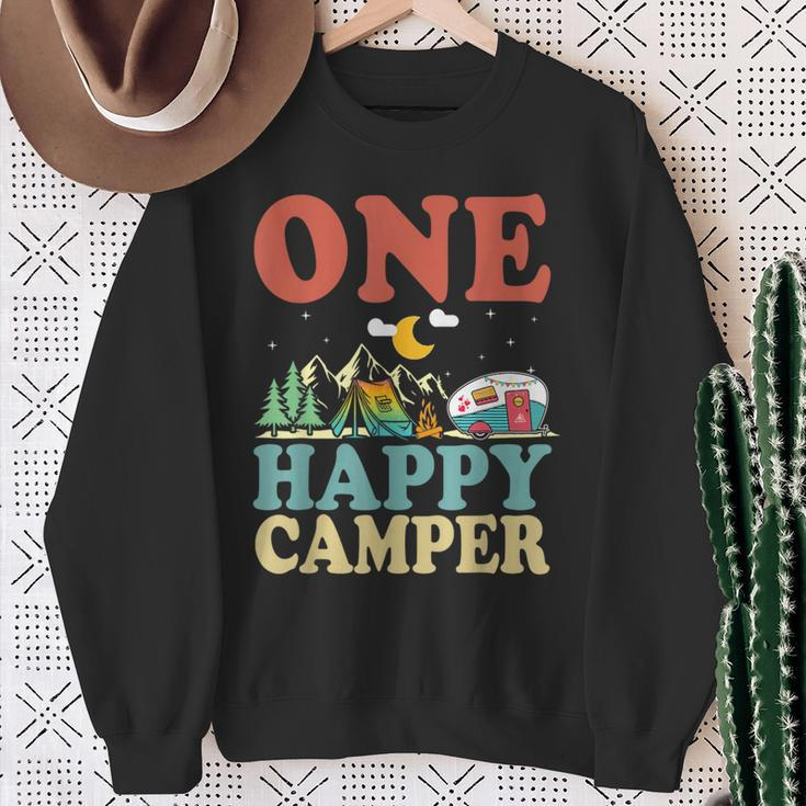 One Happy Camper First Birthday Camping Family Matching Sweatshirt Gifts for Old Women