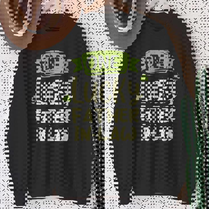 One Lucky Father-In-Law St Patrick's Day Family Sweatshirt Gifts for Old Women
