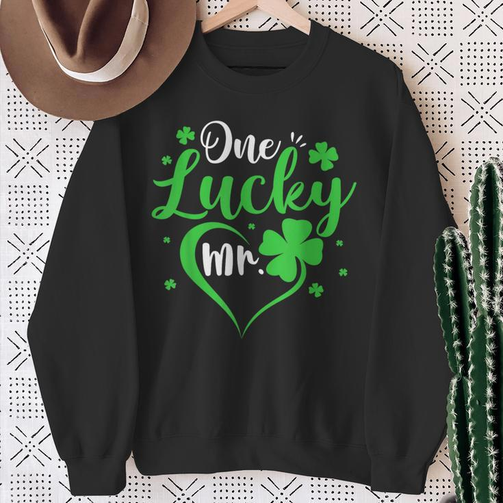 One Lucky Mr Engagement Wedding Groom Couple Matching Sweatshirt Gifts for Old Women