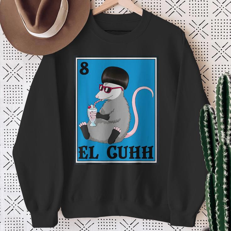 Opossum El Cuhh Takuache Cuh Trash Possum Mexican Card Sweatshirt Gifts for Old Women