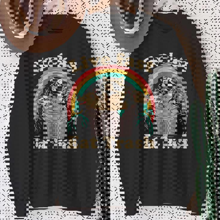 Opossum Raccoon Skunk Live Fast Eat Trash Street Cats Squad Sweatshirt Gifts for Old Women