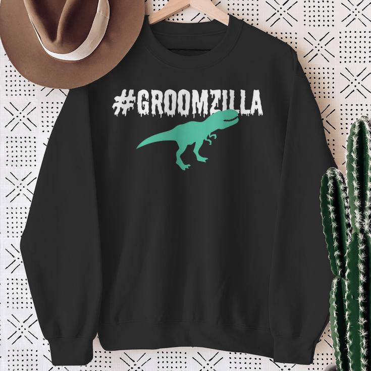 The Original Groomzilla Bachelor Groom Dinosaur Sweatshirt Gifts for Old Women