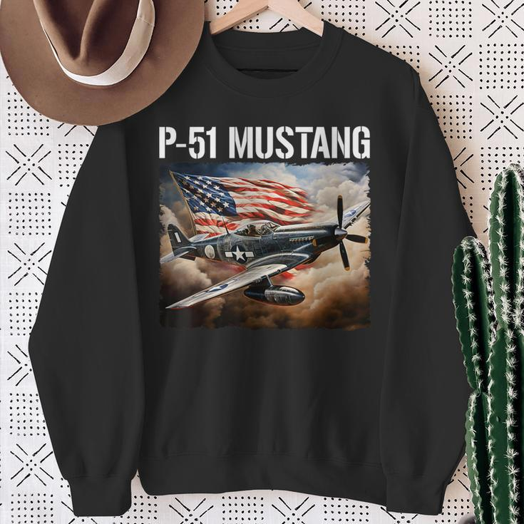 P-51 Mustang American Ww2 Fighter Airplane P-51 Mustang Sweatshirt Gifts for Old Women