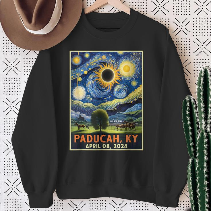 Paducah Kentucky Total Solar Eclipse 2024 Starry Night Sweatshirt Gifts for Old Women
