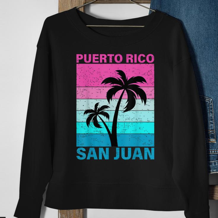 Palm Tree Vintage Family Vacation Puerto Rico San Juan Beach Sweatshirt Gifts for Old Women