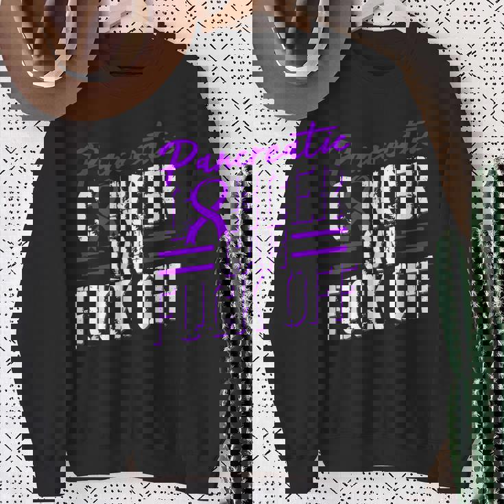 Pancreatic Cancer Fuck Off Purple Ribbon Support Sweatshirt Gifts for Old Women