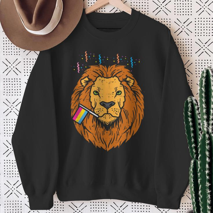 Pansexual Flag Lion Lgbt Pride Month Pan Pride Stuff Animal Sweatshirt Gifts for Old Women