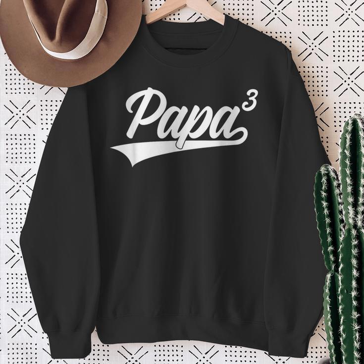 Papa Hoch 3 Kinder Werden Papa Sweatshirt Geschenke für alte Frauen