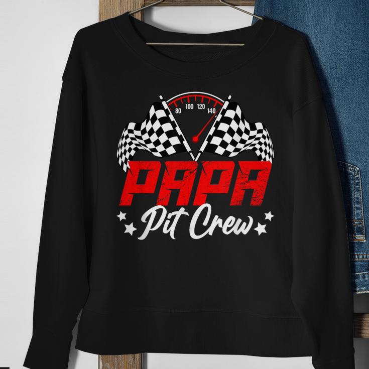 Papa Pit Crew Birthday Party Race Car Lover Racing Family Sweatshirt Gifts for Old Women