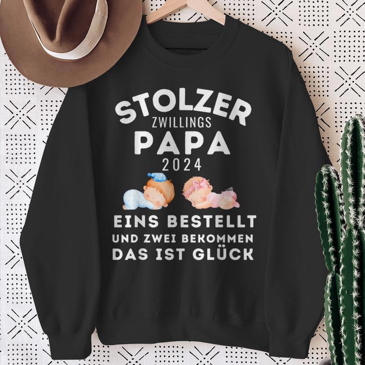 Papaon Zwillingen 2024 Saying Proud Twin Papa 2024 Sweatshirt Geschenke für alte Frauen