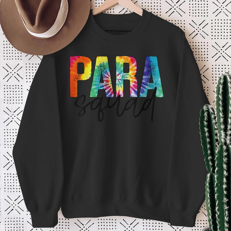 Paraprofessional Squad Tie Dye First 100 Last Days Of School Sweatshirt Gifts for Old Women