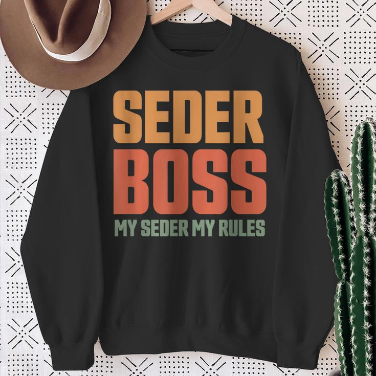 Passover Seder Boss My Seder My Rules Jewish Pesach Matzah Sweatshirt Gifts for Old Women