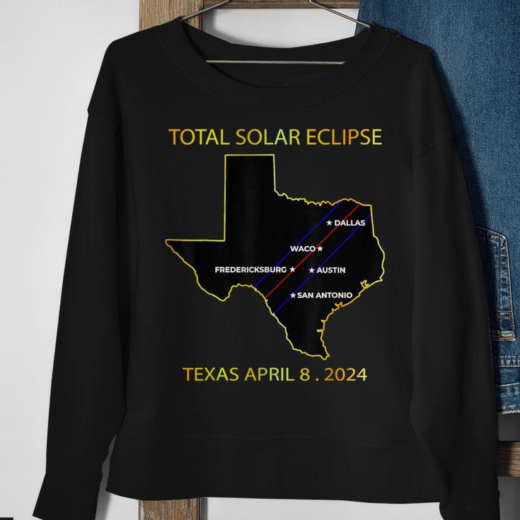 Path Of Solar Eclipse 2024 Interactive Map Texas Eclipse Sweatshirt Gifts for Old Women