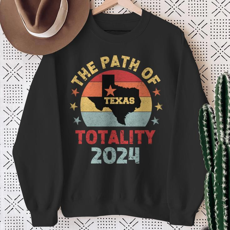 The Path Of Totality Texas Total Solar Eclipse 2024 Texas Sweatshirt Gifts for Old Women