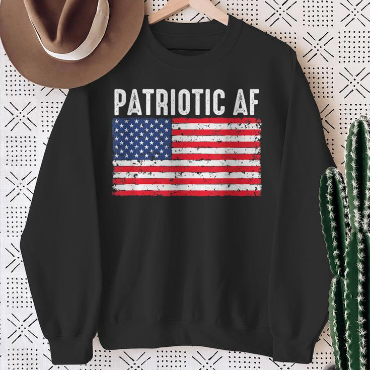Patriotic Af American Flag Heart 4Th Of July Usa Pride Sweatshirt Gifts for Old Women
