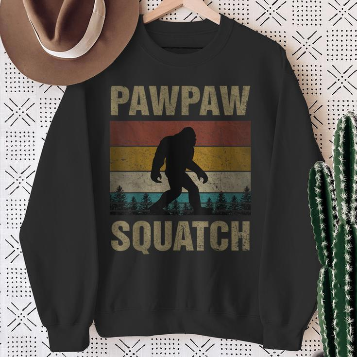 Pawpaw Squatch Bigfoot Pawpaw Sasquatch Yeti Family Sweatshirt Gifts for Old Women