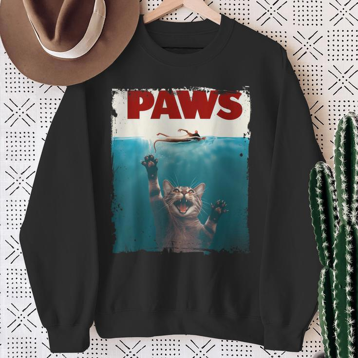 Paws Kitten Meow Parody Cat Lover Cute Cat Sweatshirt Gifts for Old Women