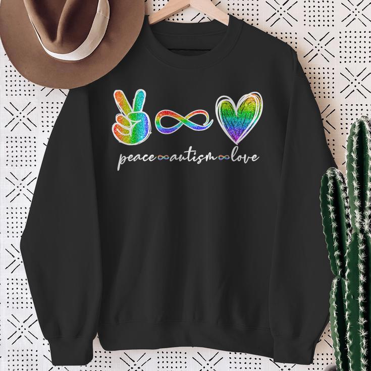 Peace Autism Love Infinity Symbol Autism Awareness Sweatshirt Gifts for Old Women