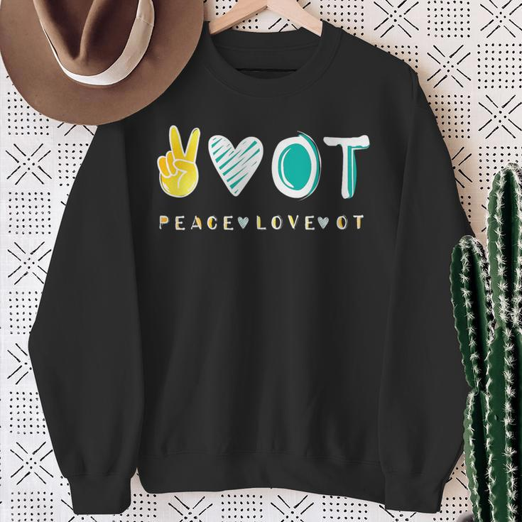 Peace Love Ot Ota Occupational Therapy Therapist Sweatshirt Gifts for Old Women