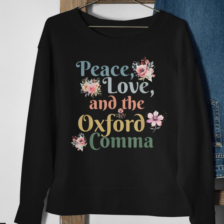 Peace Love And The Oxford Comma English Grammar Humor Joke Sweatshirt Gifts for Old Women