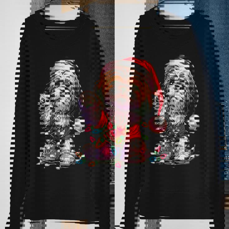 Peace Sign Hand Shih Tzu Santa Christmas Dog Pajamas Sweatshirt Gifts for Old Women