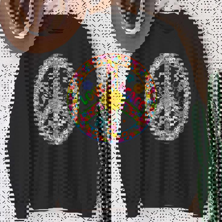 Peace Sign Love60S 70S Tie Die Hippie Costume Sweatshirt Gifts for Old Women