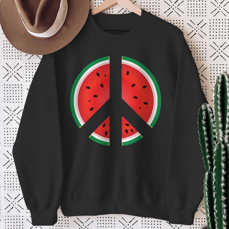 Peace Sign Watermelon Fruit Graphic Sweatshirt Gifts for Old Women