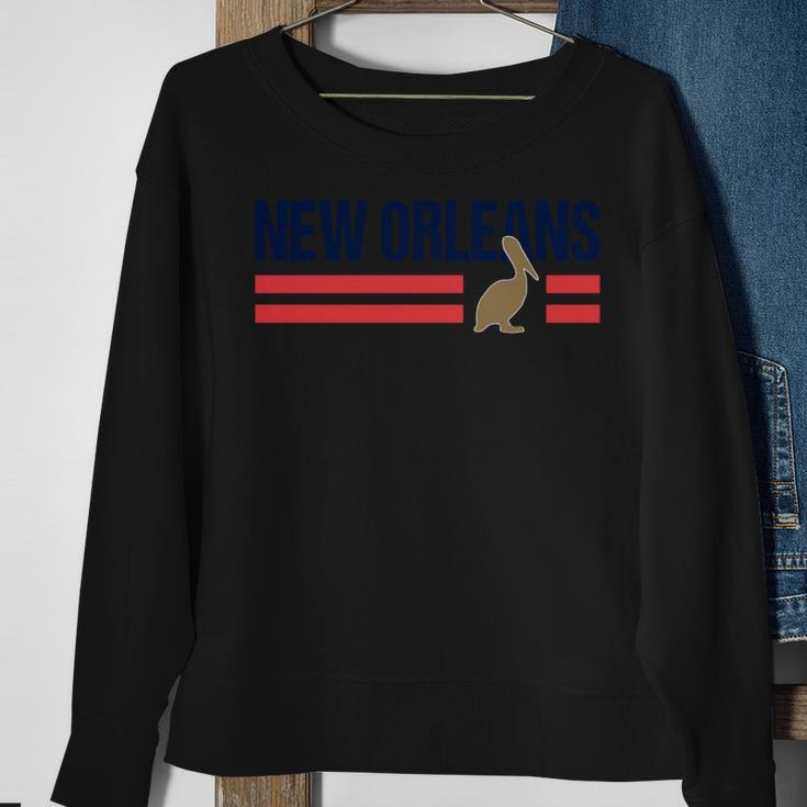 Pelican Retro Stripes New Orleans Vintage New Orleans Local Sweatshirt Gifts for Old Women
